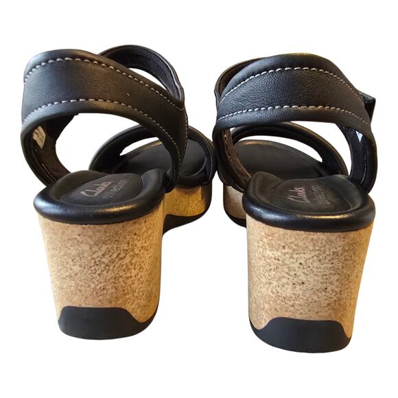 Clarks Collection Womens Chelseah Gem Angle Strap Wedge Sandal Size 7M Black - Picture 5 of 11